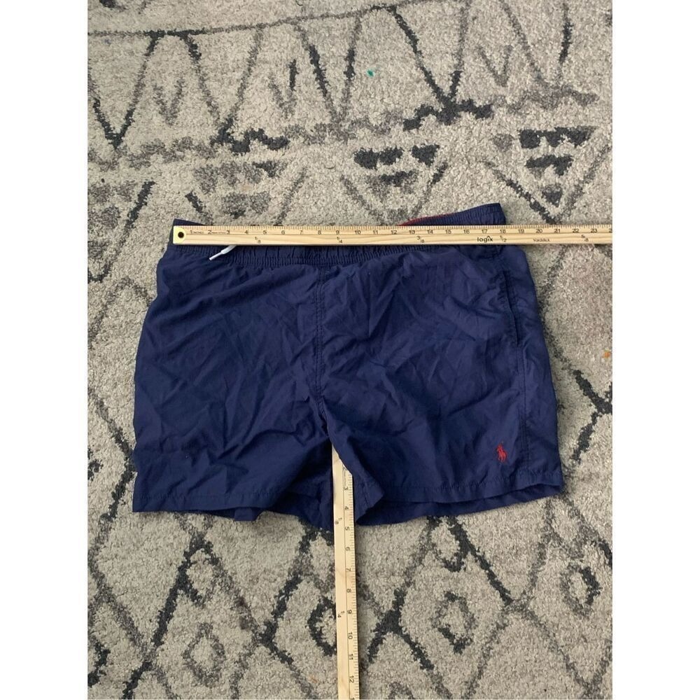 Nice Vintage Polo Ralph Lauren NAVY BLUE WITH  red LOGO swim Shorts - large Good - Picture 7 of 7